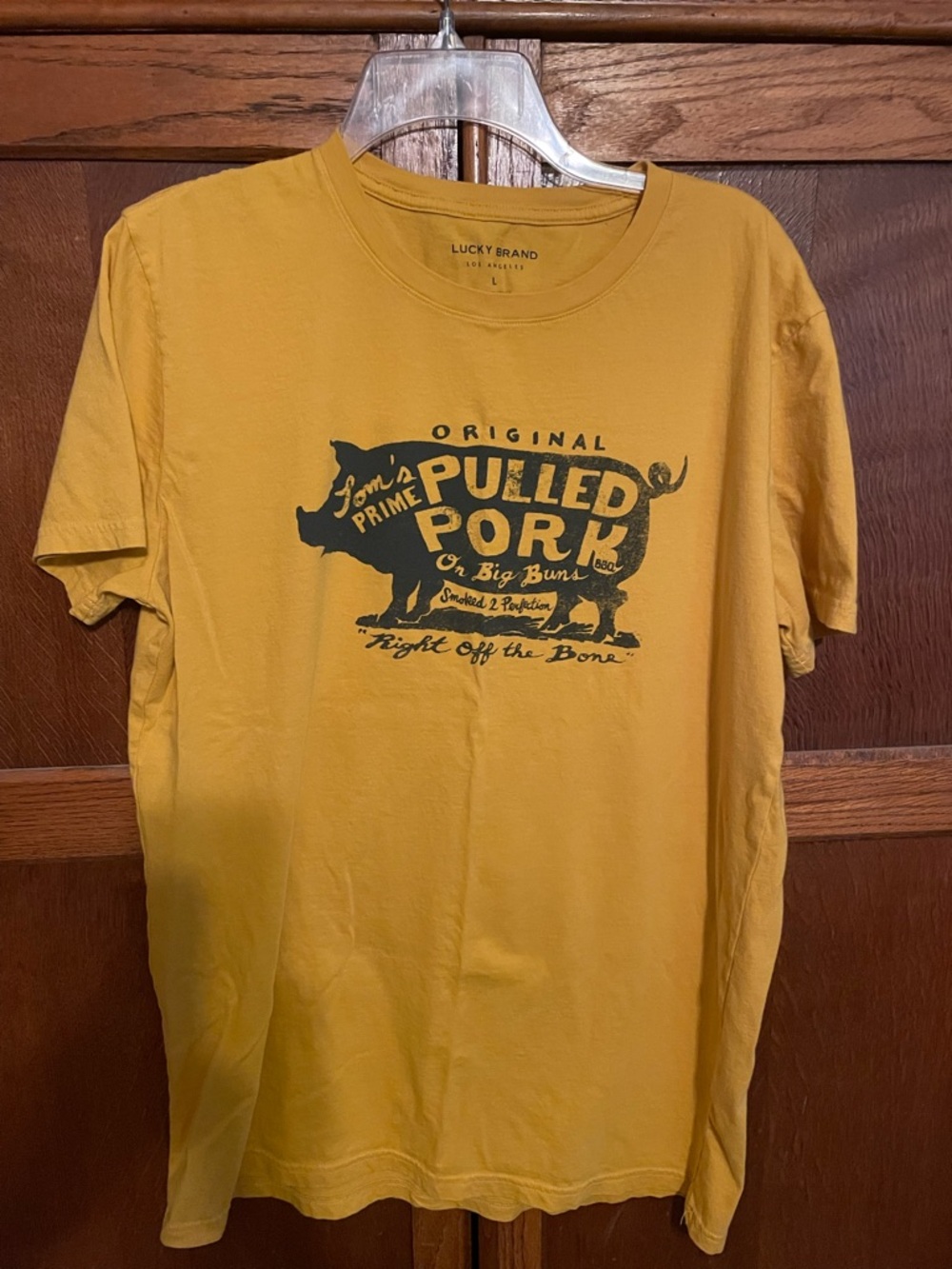 Lucky Brand Mustard Yellow Pulled Pork Graphic Tee